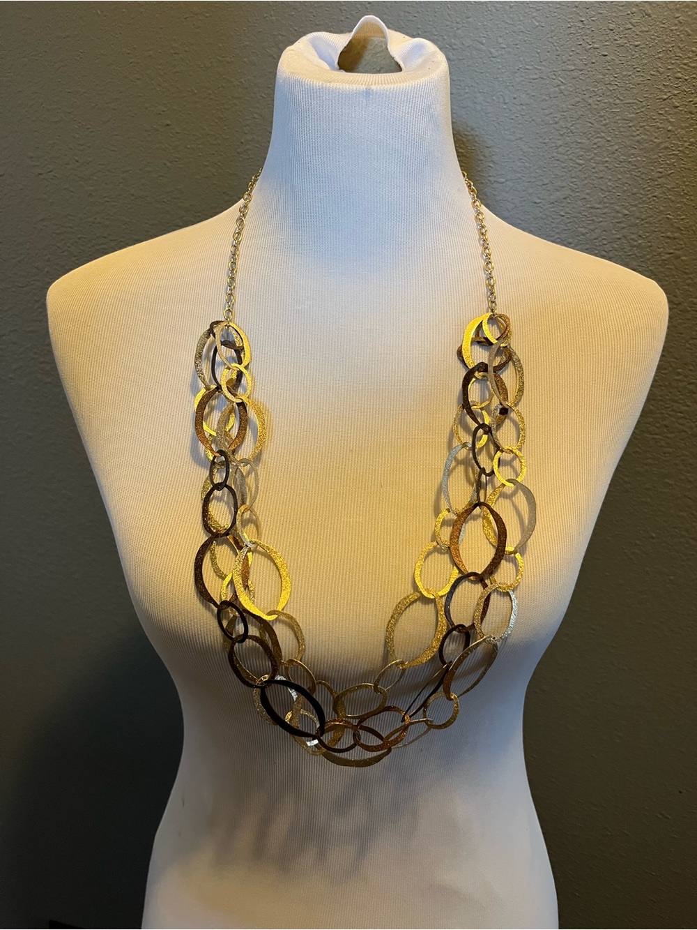 Multi-Loop Gold and Bronze Layered Necklace